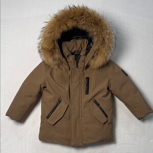Mackage Brown/tan/camel Kids Puffer Jacket with Fur Hood 2t